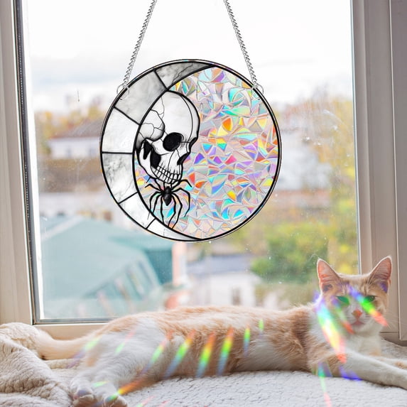 Savings kcavykas Halloween Spider and Skull Light Catcher Colorful Hanging Decoration Creepy Spooky Festival Ornament for Haunted House Indoor Party Daily Hot Picks & Limited-Time Offers