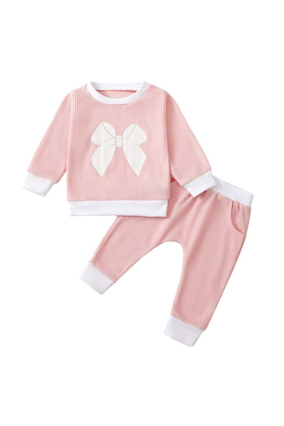 0-3 Years Cute Bow Printed Sweater Set for Baby Boys And Girls