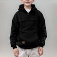 thumbnail image 1 of Savings up to 30% off 5-14 Years Boys Half Zip Hooded Sweatshirt Long Sleeve Pullover Tops Kids Fleece Sweatshirts Black 9-10 Years, 1 of 7