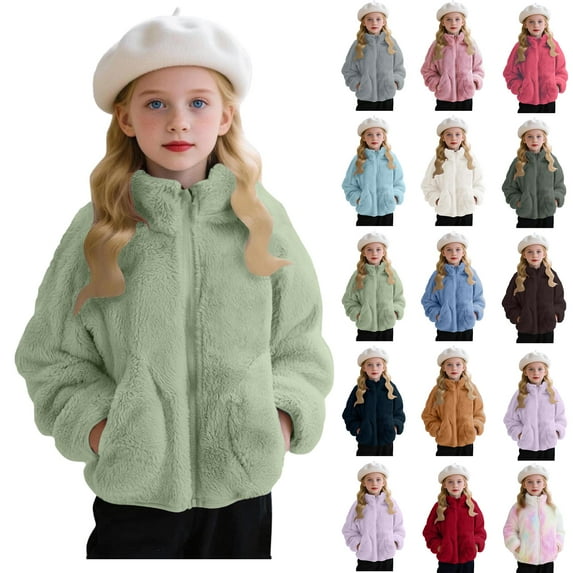 Fleece Top for Toddlers Girls Boys Fleece Hoody Jackets Kids Zip Up Outerwear Coat Toddler Kids Sweatshirt