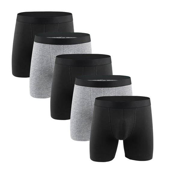 Men's Boxers Briefs Underwear 5PC Men's Underwear Large Size Fatty Men's Underpants Extra Long Sport Solid Color