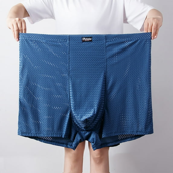 Savings up to 30% off Men's Boxers Briefs Underwear Men's Mesh Ice Silk Underwear Men's Large Size Flat Angle Underwear Nylon Large Breathable