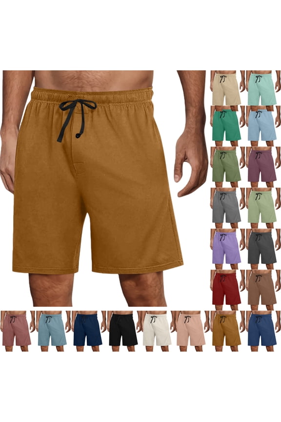 Mens Summer Shorts Casual Pocket Elastic Waist Straight Shorts Pants