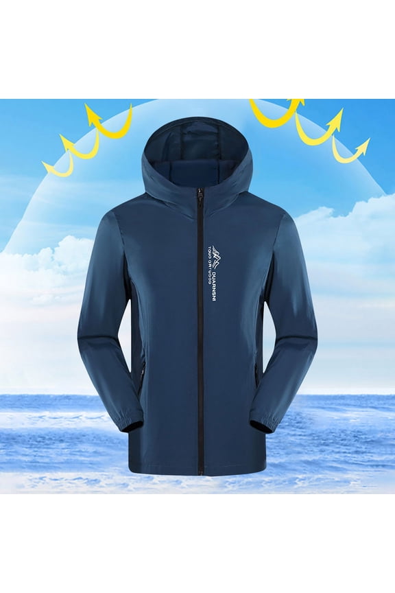 Men's Sun Protection Clothing Summer Solid Color Sunscreen Thin Long Sleeved Hooded Casual Jacket