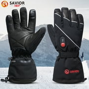 Savior Adult Battery Heated Gloves, Winter Ski Mittens Black XS-3XL
