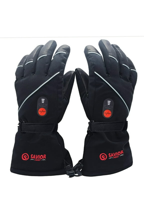 Savior Adult Battery Heated Gloves, Winter Ski Mittens Black XS-3XL