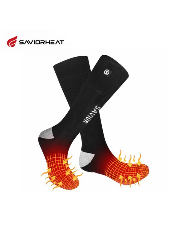 Savior Electronic Heating Socks Men's Women's Winter Thickened Warm Socks Medium Sleeve Black Gray S-XL