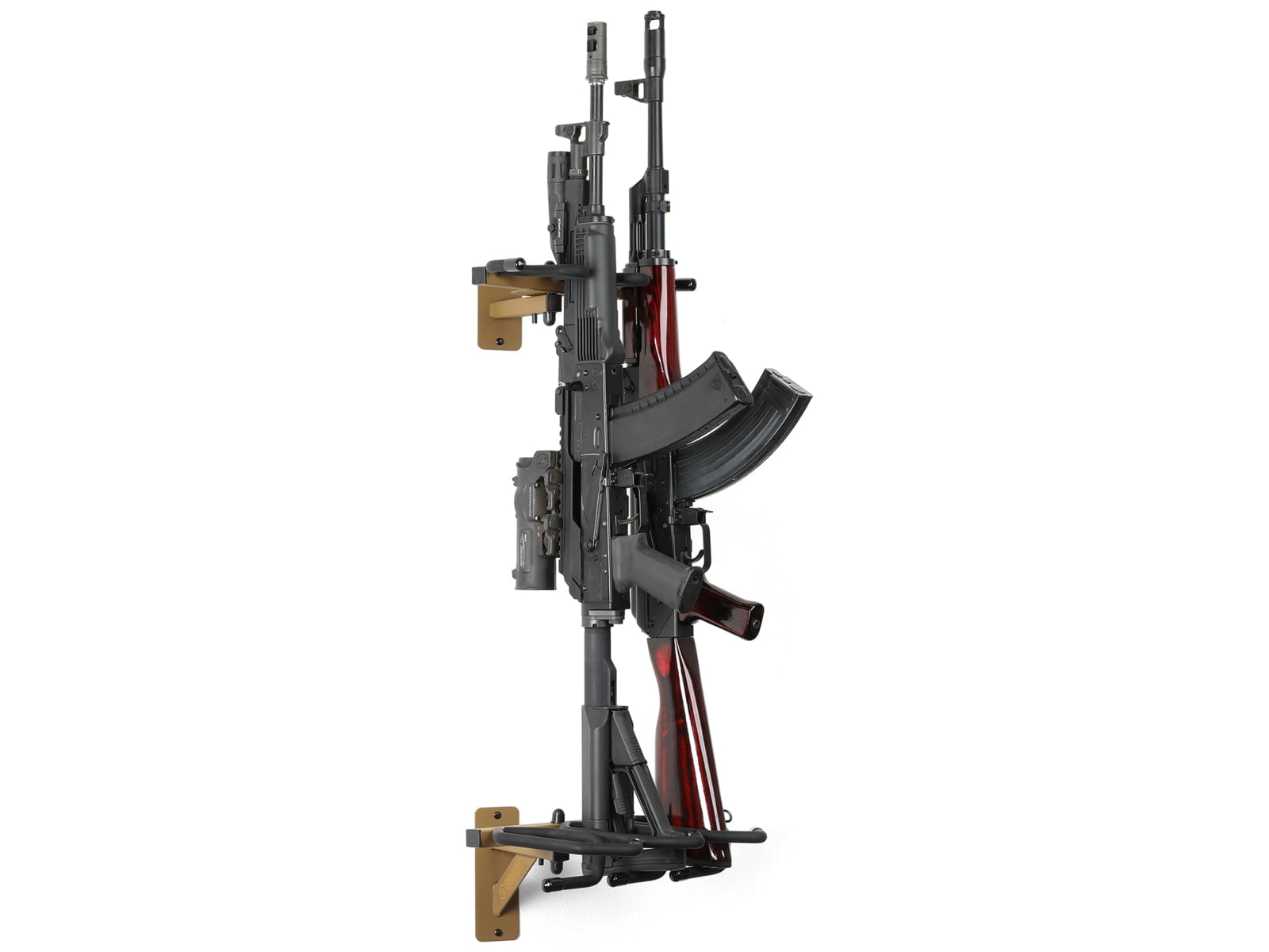 Savior Equipment 3-Slot Angle Adjustable Rafle Wall Rack, RAL 8000 Tan, 12in W x 3.5in H x 8.5in D