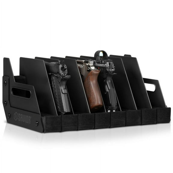 Savior Equipment 8 Slot Pistol Rack, Black, 7in H x 16.5in L x 9.5in D