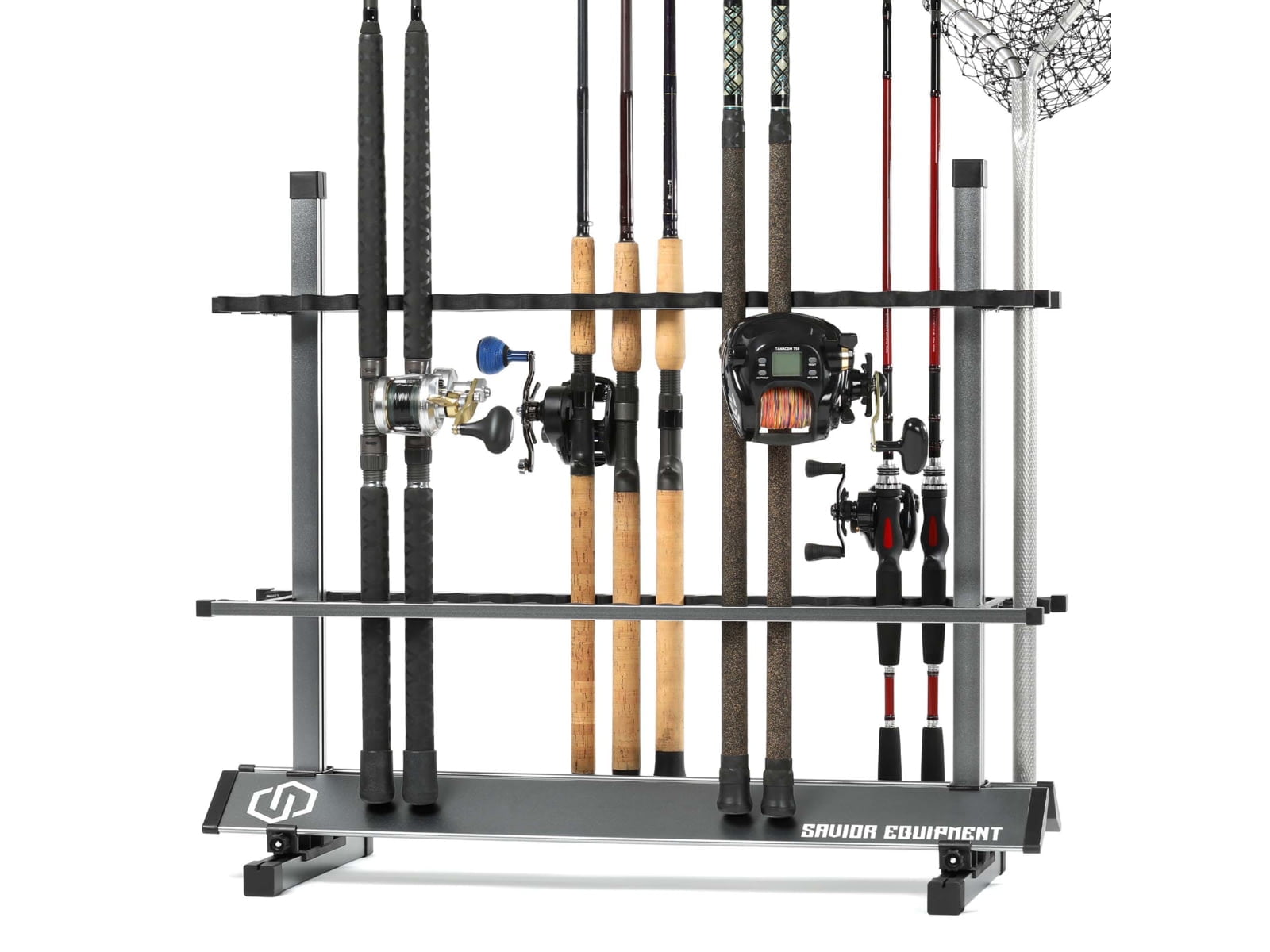Savior Equipment Aluminum Fishing Rod Rack, 36 Slot, Gunmetal Grey, 35in x  30.25