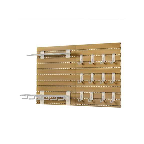 Savior Equipment Wall Rack System w/10 Panels, Tan, 24in x 6.25in x0.63in, Tan, 24in x 6.25in x0.63in