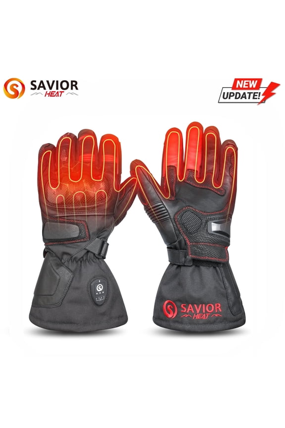 2024 Upgraded Men's Motorcycle Gloves ,Rechargeable Bluetooth Heated Gloves with Goatskin Leather,Waterproof