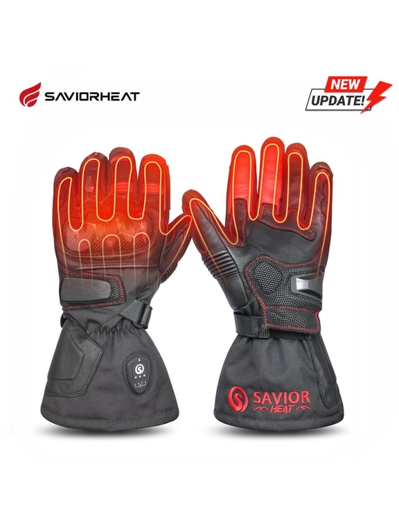 2024 Upgraded Men's Motorcycle Gloves ,Rechargeable Bluetooth Heated Gloves with Goatskin Leather,Waterproof