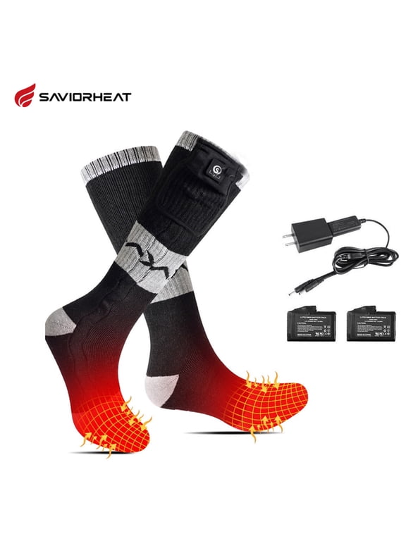 7.4V Electric Heated Scoks Battery Pack Included Compression Socks Winter Heating Crew Socks for Women Men,2200mAh
