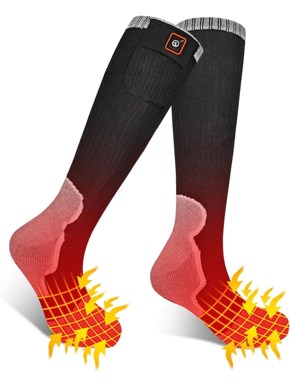 7.4V Rechargeable Heated Socks for Men - Washable Electric Winter Warming Socks for Hunting Skiing Outdoors - Battery Included