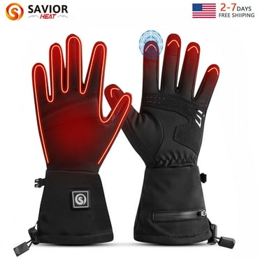 Savior Heat Electric Battery Heated Glove Liners Waterproof for Men & Women Touchscreen Winter Gloves for Motorcycle, Skiing, Skating, Rechargeable
