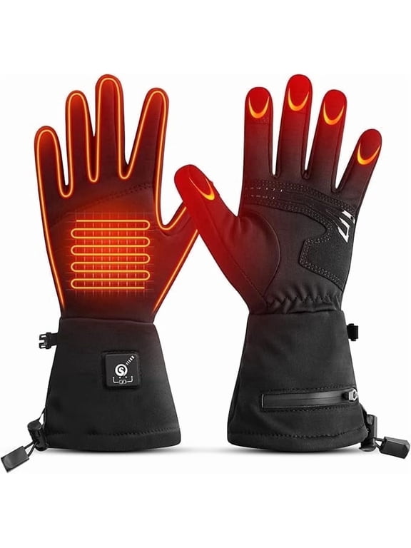 Thin Motorcycle Heated Glove Liners, 7.4V Rechargeable Heated Gloves with Touchscreen Function Electric Gloves for Winter Hiking Riding Bicycling Skiing