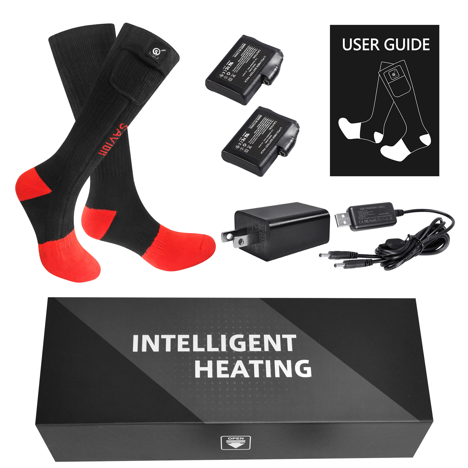 Savior Heat Electric Heated Socks Knee High Winter Thermal Socks for Men & Women Battery Heating Hunting Foot Warmer Gear for Cold Weather