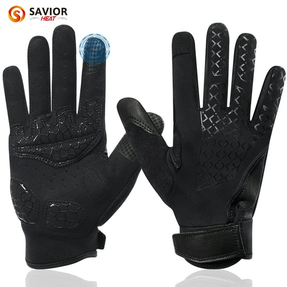 Savior Heat Full-Finger Bike Gloves Outdoor Breathable Anti-Skid Shock Workout Gloves for Men&Women Cycling Fishing Clambing Accessories,Black