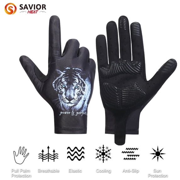 Savior Heat Black Touchscreen Gloves Thin UV Protection UPF50+ Anti-slip Breathable Workout Gloves for Outdoor Riding Fitness Golf