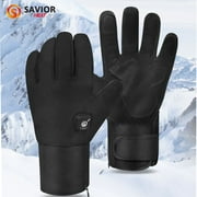 SAVIOR HEAT Full Finnger Winter Skiing Gloves Electric Heated Glove for Men Women Rechargeable Battery Waterproof Hand Warmer Winter Cycling Riding
