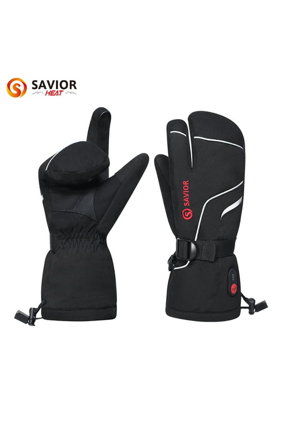 Heated Gloves For Men Women 3-Finger Ski Mitten 7.4V Rechareable Battery Gloves Snow Ski Gloves, Heated Warm Gloves for Winter Outdoor Sports
