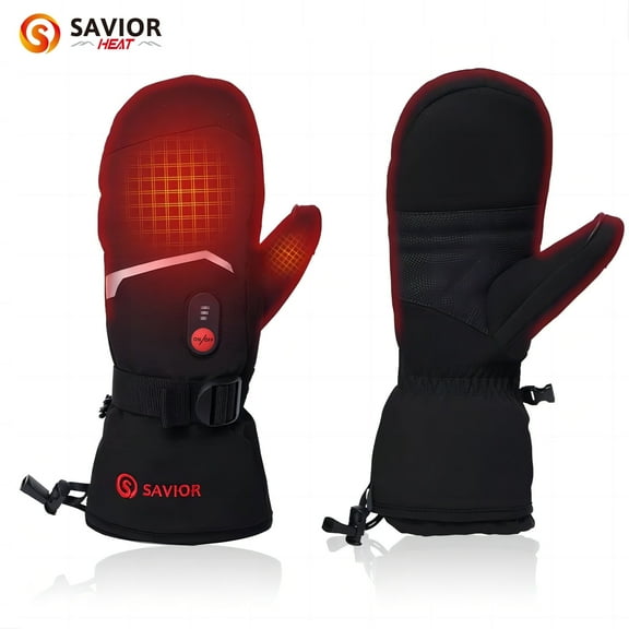 Savior Heat Heated Mittens Gloves for Men Women, 7.4V Rechargeable Electric Battery Heating Gloves, Winter Gloves for Ski Snowboarding Hunting Fishing