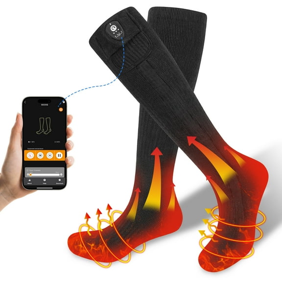 Savior Heat Heated Socks, Rechargeable Battery Powered Heating Socks with APP Control for Men Women Feet Warmer for Winter Hunting Fishing Winter Skiing Outdoors