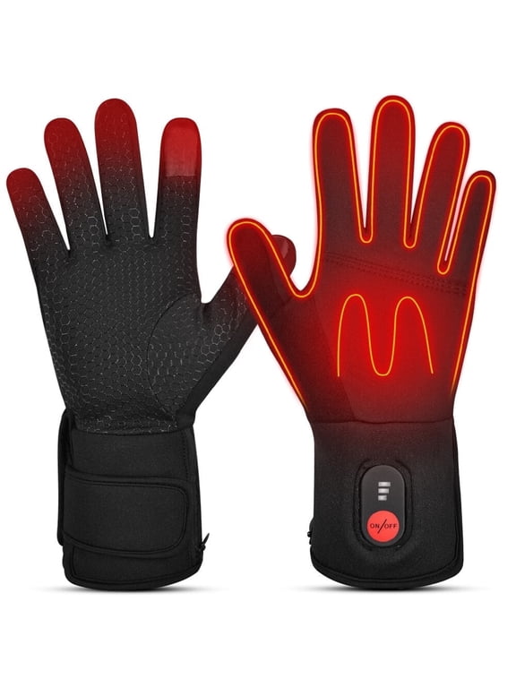 Heated Winter Gloves Thin Non-Slip Cycling Gloves Liner with Rechargeable 7.4V 2200mah Bettery Full Finger