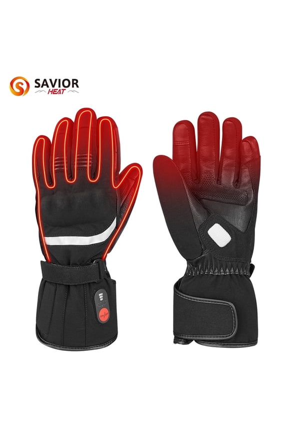 Men Heated Motorcycle Gloves Rechargeable Winter Gloves with Hard Knuckles Protection for Motocross, BMX ATV MTB Cycling, Road Racing (7.4v 2200mah )