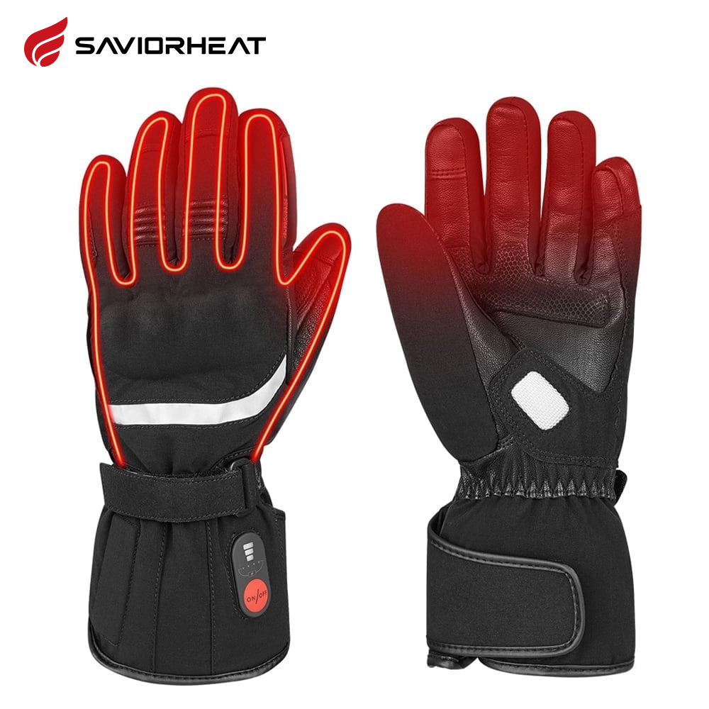 Savior Heat Rechargeable Motorcycle Gloves Battery Heated Winter Gloves with Hard Knuckles Protection for Men Women Motocross, BMX ATV MTB Cycling, Road Racing (7.4v 2200mah )