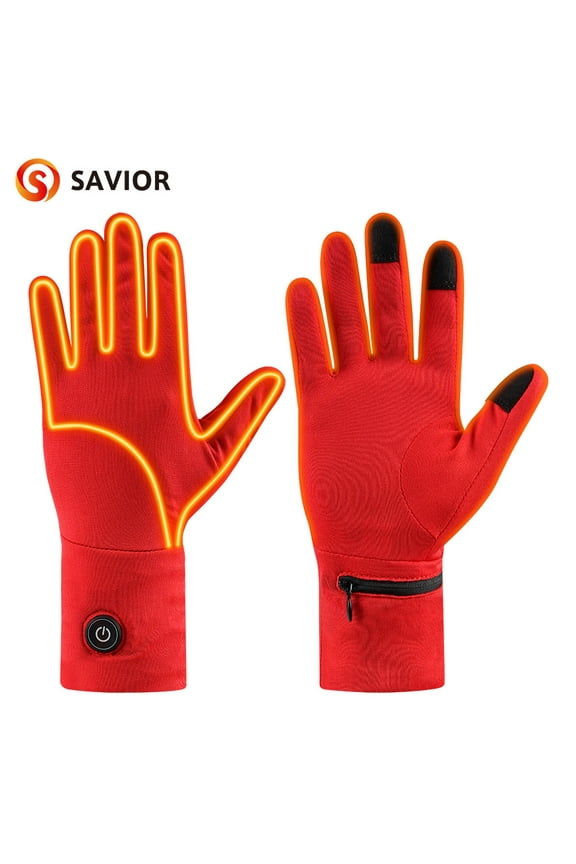Red Electric Battery Heated Gloves Women Hand Warmer Glove Liners For Climbing Cycling Hunting,7.4V 2200mAh