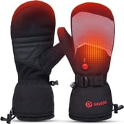 Savior Heat Savior Heat Rechargeable Heated Ski Gloves For Men Women Electric Winter Mittens with Reflective Strips