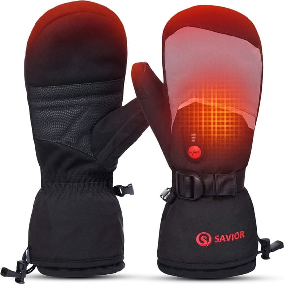 Savior Heat Heated Mittens Gloves for Men Women, 7.4V Rechargeable Electric Battery Heating Gloves, Winter Gloves for Ski Snowboarding Hunting Fishing