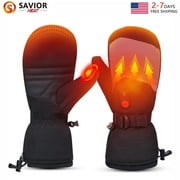 Savior Heat Rechargeable Heated Ski Gloves For Men Women Electric Winter Mittens with Reflective Strips