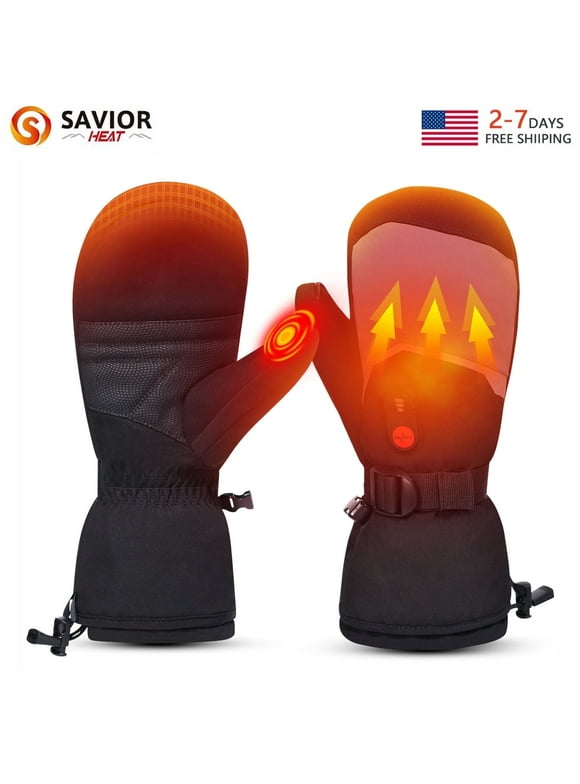 Rechargeable Heated Ski Gloves For Men Women Electric Winter Mittens with Reflective Strips