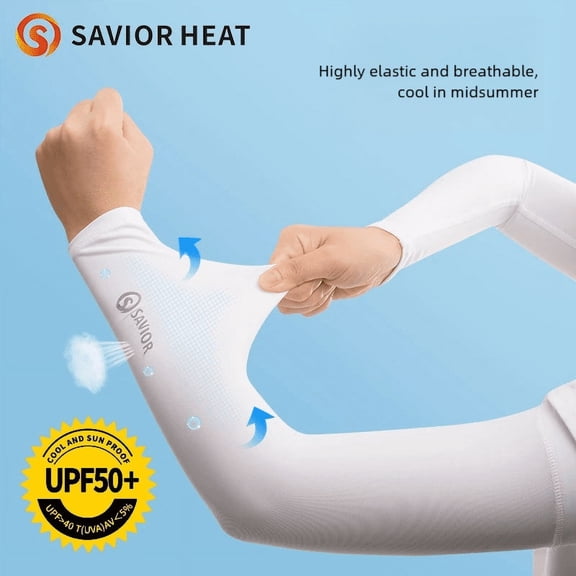 Savior Heat Sun Protection Arm Sleeves for Men & Women - Tattoo Cover Up Sports Compression Cooling Arm Sleeve (Choose 1 pair, 3 pairs, 5 pairs)