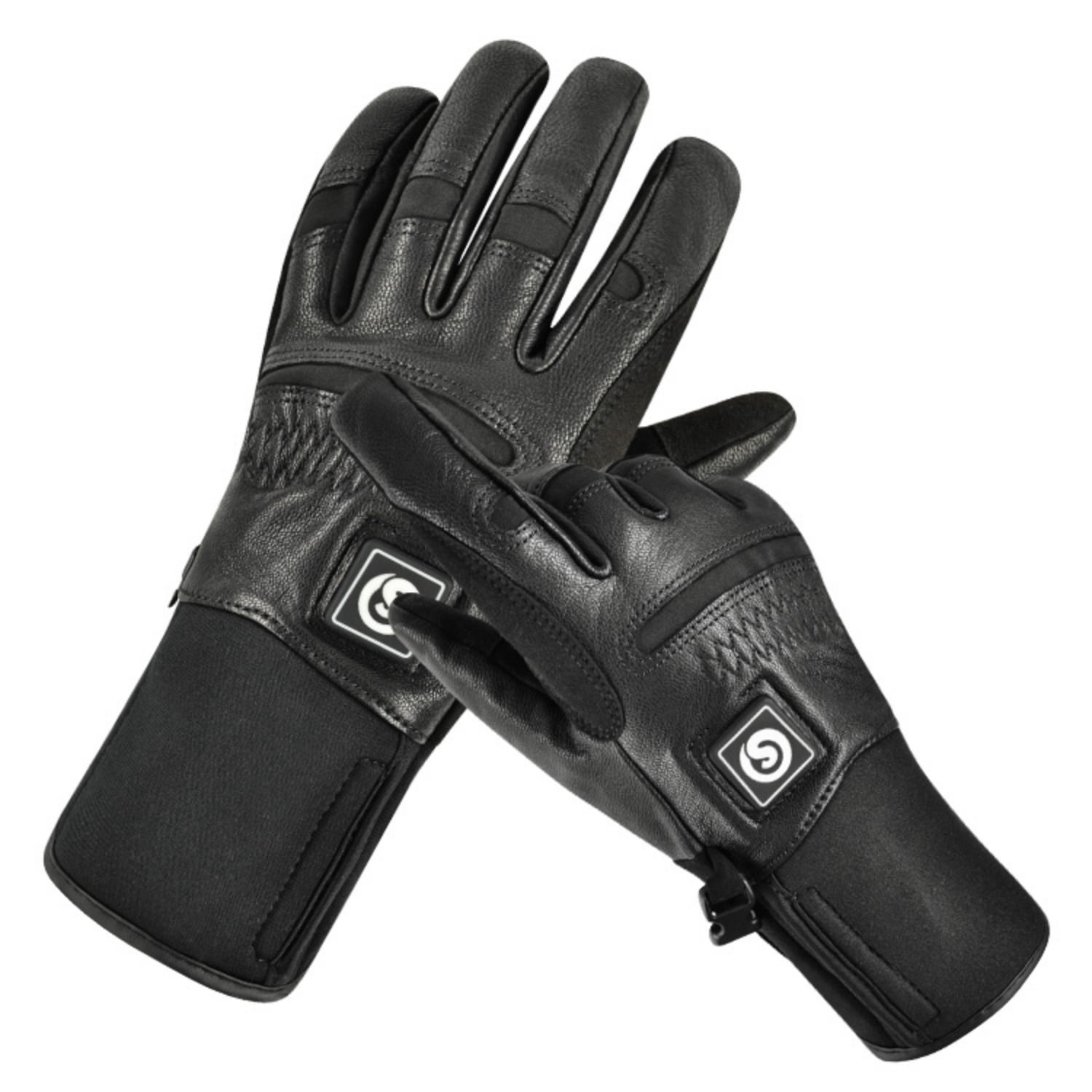 Savior Heat Winter Gloves Goatskin  Glove for Men, Battery Heated Warm Touchscreen Riding Horses Skiing Motorcycle Heated Gloves