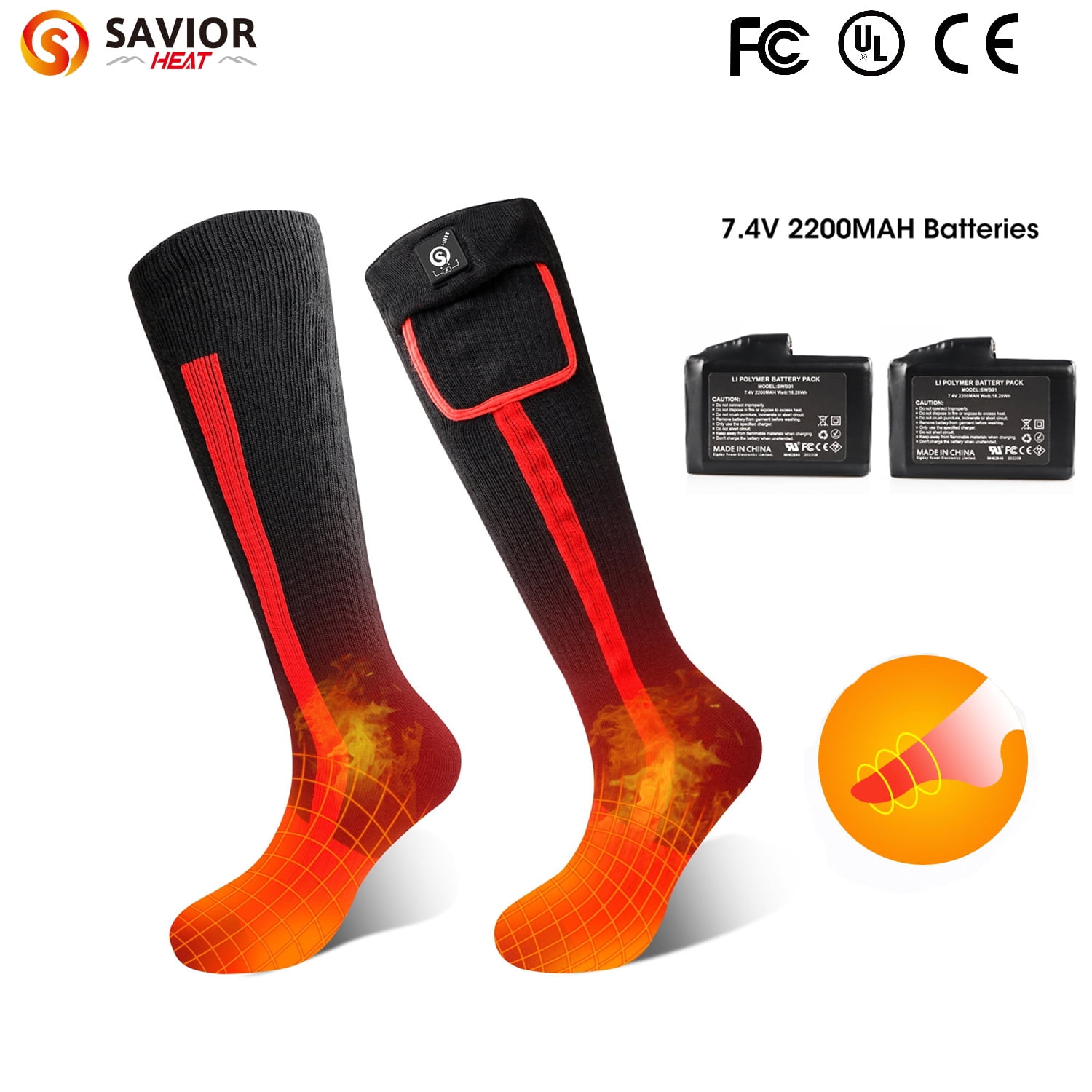 Savior Heat Winter Heated Socks Comfort with Rechargeable 7.4V 2200mAh