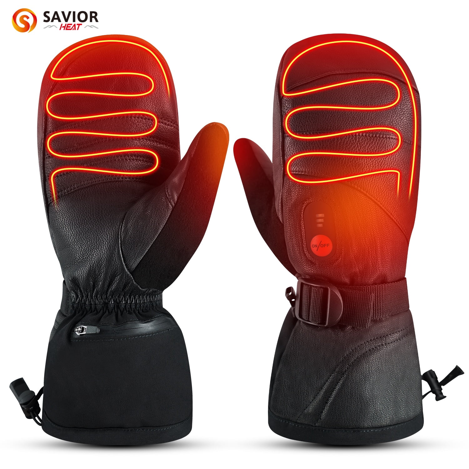 Savior Heated Gloves Ski Mittens Touch Screen Fingers Waterproof Windproof Battery Heated Mitten Gloves Mens Womens