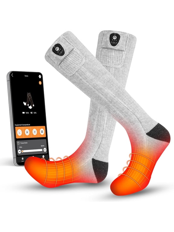 ed Heated Socks for Men Women with APP Control Rechargeable Electric Heating Socks Washable Foot Warmer for Winter Hunting Skiing Fishing Climbing Hiking 2200mAh Battery