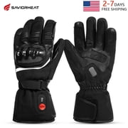 Savior Heated Men's Motorcycle Gloves, Riding Off-Road Extreme Sports Mittens Black XS-3XL