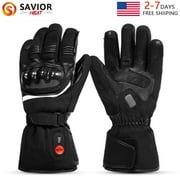 Savior Heated Men's Motorcycle Gloves, Riding Off-Road Extreme Sports Mittens Black XS-3XL
