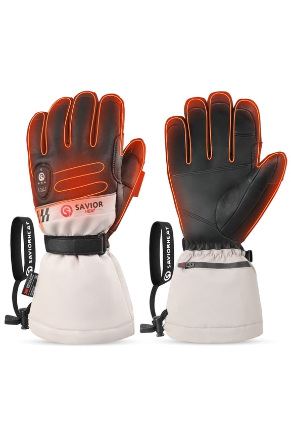 ed Ski Gloves 2.0 Upgraded Bluetooth Control, Pre-Curved Fingers Waterproof Goatskin