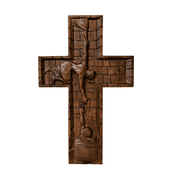 Savior Jesus Decorative Cross Wall Hand Carved Wooden Cross Religious Home Decor Hanging Christian Cross