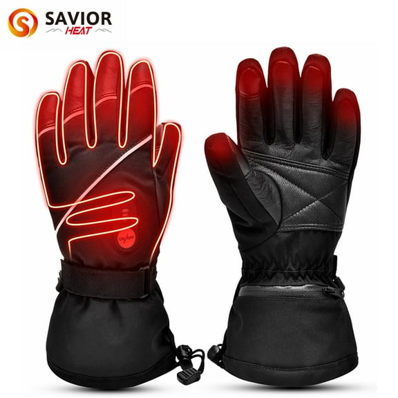 Savior Men and  Women Outdoor Ski Mittens Rechargeable Battery Heated Gloves Black XS-3XL