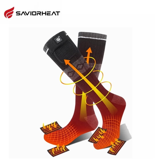 Savior Men's Women's Heating Socks, 7.4V 2200mAh Electric Rechargeable Battery Warm Winter Socks Black S-XL