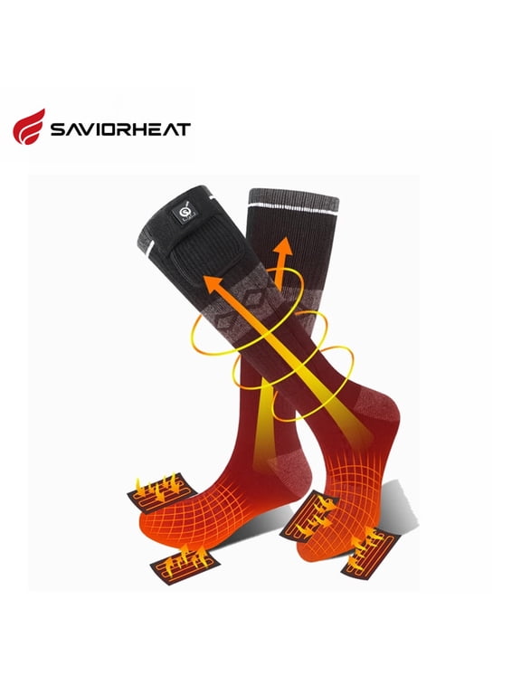 Savior Men's Women's Heating Socks, 7.4V 2200mAh Electric Rechargeable Battery Warm Winter Socks Black S-XL