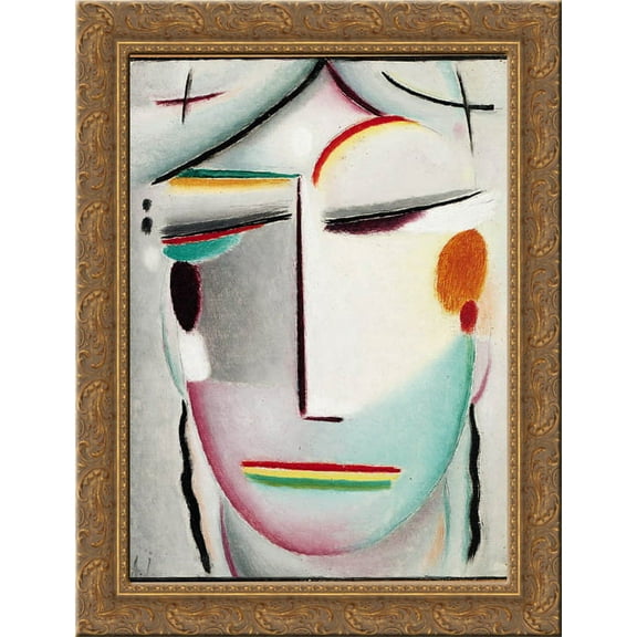 Saviour's Face Distant King - Buddha II 24x18 Gold Ornate Wood Framed Canvas Art by Alexej von Jawlensky