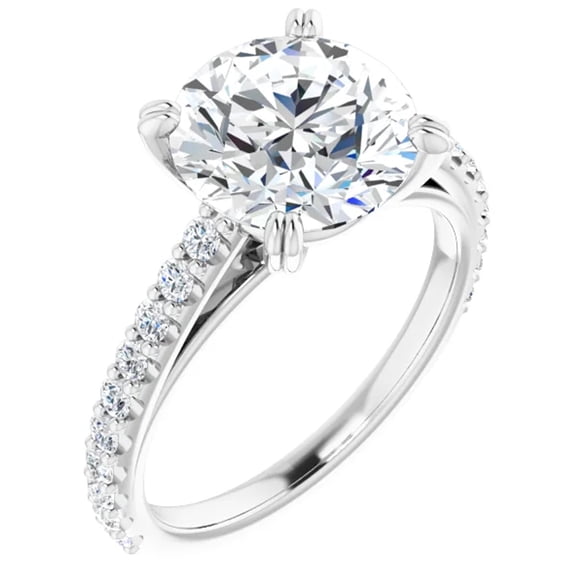 Savita Solitaire Diamond Engagement Ring Round Cut Accent